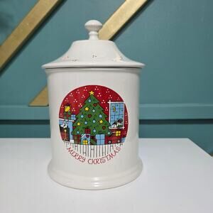 Lillian Vernon 1983 Italy Christmas Canister Vintage Ceramic Holiday Decor